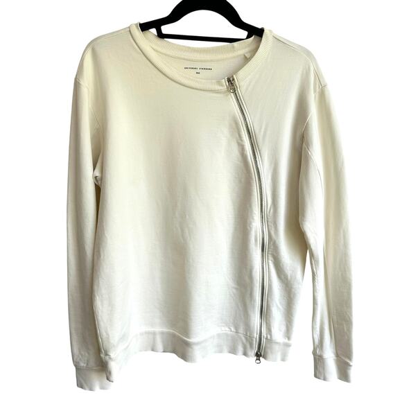 Universal Standard Off White Zip Down Medium Crew Neck Sweater Pullover 2XS - Picture 1 of 7